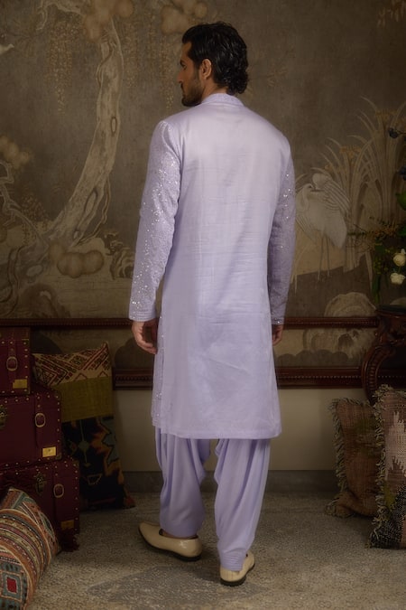 Ankit V Kapoor Lilac Woven Designer Kurta Set 