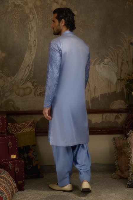 Ankit V Kapoor Woven Sky Blue Fiza Gul Kurta Set 