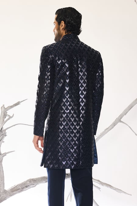 Ankit V Kapoor Futuristic Dusk Blue Sherwani & Pant Set