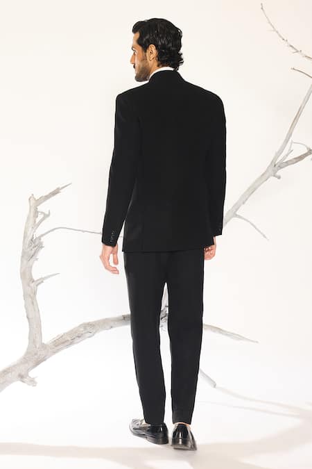 Ankit V Kapoor Designer Woven Jet Black Tuxedo Set 