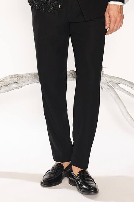 Buy_Ankit V Kapoor_Black Cotton Beads, Sequins Cosmic Drift Tuxedo Set _Online_at_Aza_Fashions