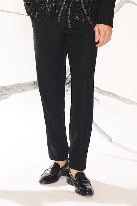 Ankit V Kapoor_Black Sequins, Embroidery Stellar Weave Tuxedo Set _Online_at_Aza_Fashions