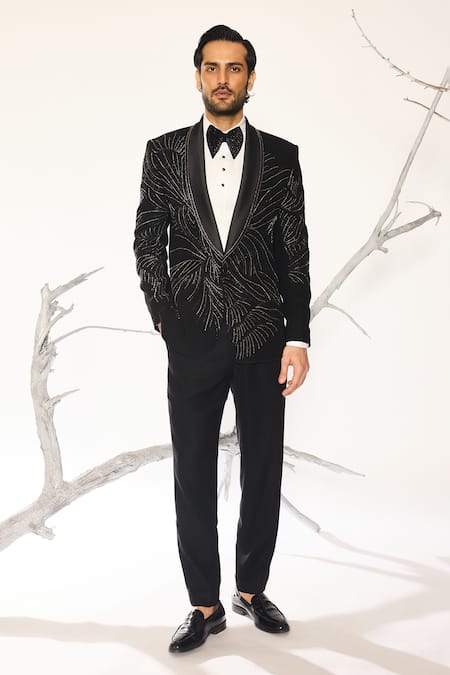 Ankit V Kapoor Noir Bloom Tuxedo Set 