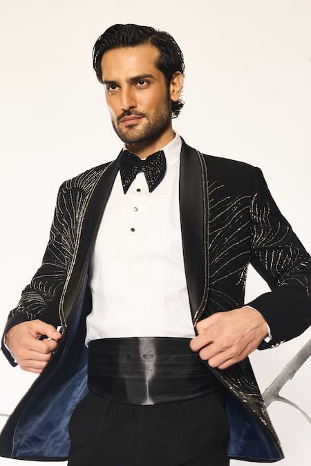 Ankit V Kapoor Noir Bloom Tuxedo Set 