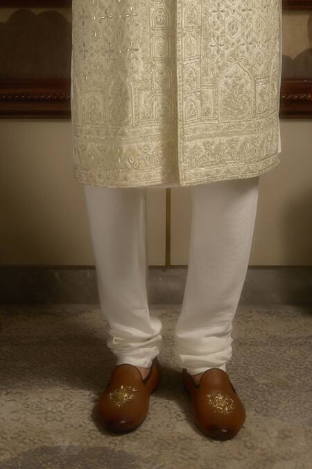 Ankit V Kapoor Ivory Embroidery Heeranva Woven Silk Sherwani Set Online at Aza Fashions Ankit V Kapoor_Ivory Embroidery Heeranva Woven Silk Sherwani Set _Online_at_Aza_Fashions