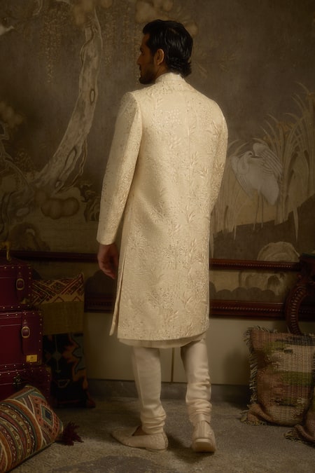 Ankit V Kapoor Zarbagh Woven Silk Sherwani Set
