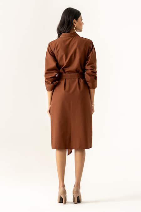 K-Anshika Cocoa Belted Shirt Dress 