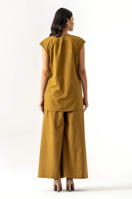 K-Anshika Mustard Brown Embroidered Co-Ord Set 