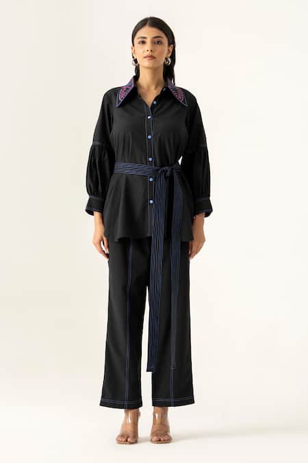 K-Anshika Black Puff Sleeve Co-Ord Set 
