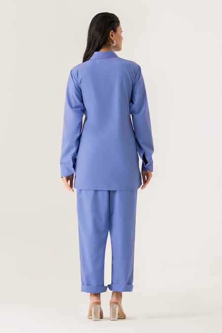 K-Anshika Sky Blue Floral Applique Co-ord Set 