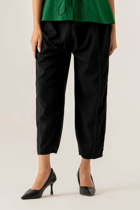 K-Anshika_Green Cotton Embroidery, Beads, Sequins Round Neck Forest Lace-up Co-ord Set _Online_at_Aza_Fashions