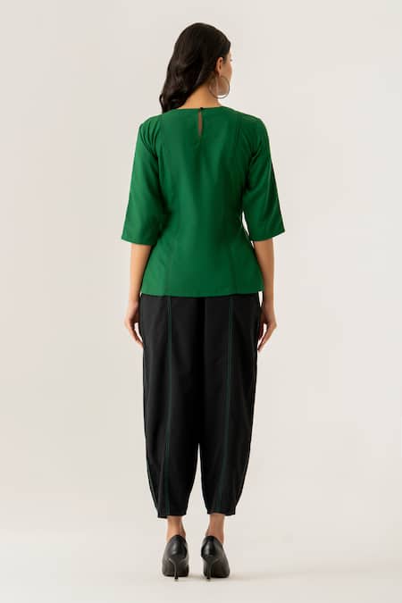 K-Anshika Forest Green Lace-Up Co-ord Set 