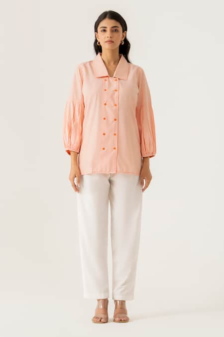 K-Anshika Peach Co-ord Set with Floral Embroidery 