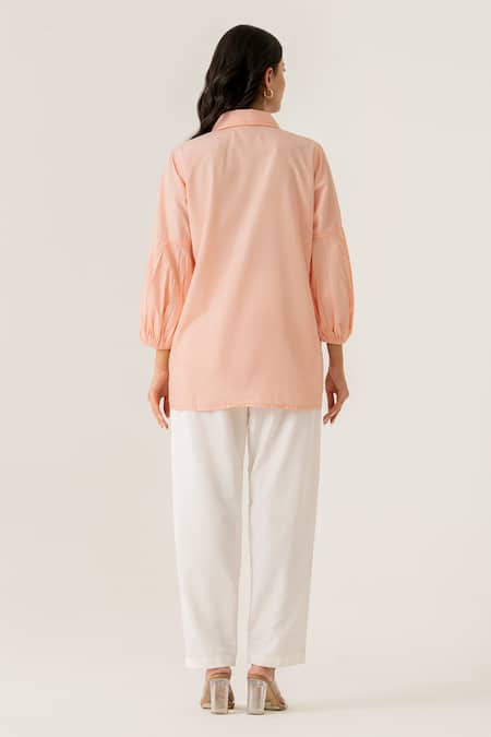 K-Anshika Peach Co-ord Set with Floral Embroidery 