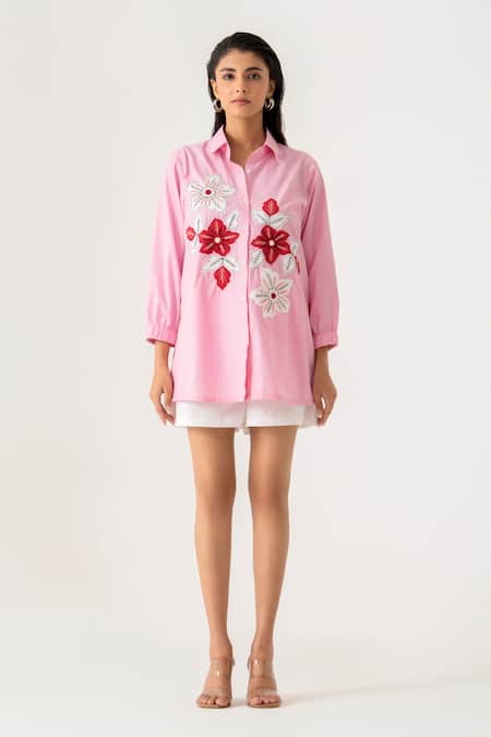K-Anshika Floral Embroidered Pink Co-Ord Set 