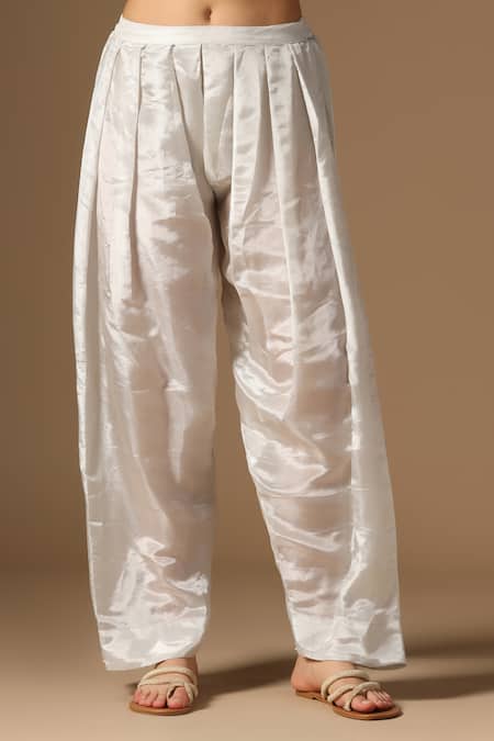 Rina Dhaka_Silver Net Sequins V-neck Embroidered Kurta Set _at_Aza_Fashions