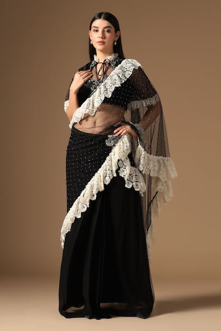 Rina Dhaka Georgette Skirt Saree Set With Dupatta 