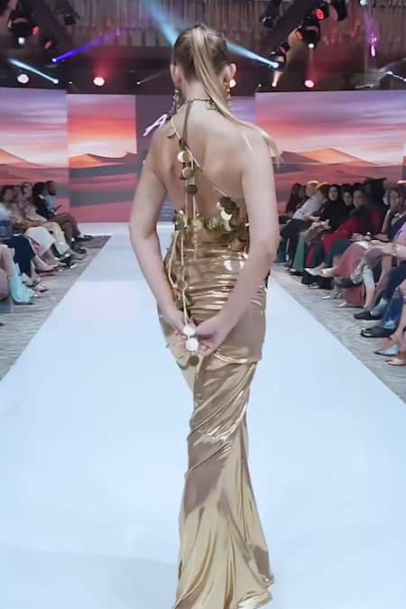 Rina Dhaka Ruched Satin Skirt 