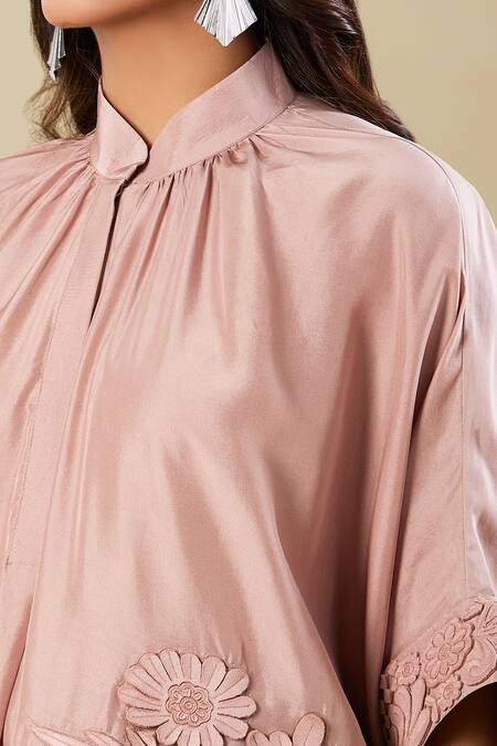 Shop Pankaj & Nidhi Brown Embroidery Mandarin Collar Cape Top Online at Aza Fashions Shop_Pankaj & Nidhi_Brown Embroidery Mandarin Collar Cape Top _Online_at_Aza_Fashions