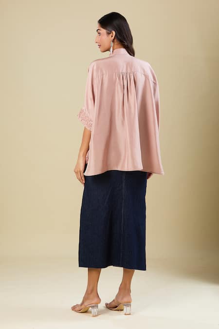 Pankaj & Nidhi Brown Embroidered Cape Top 