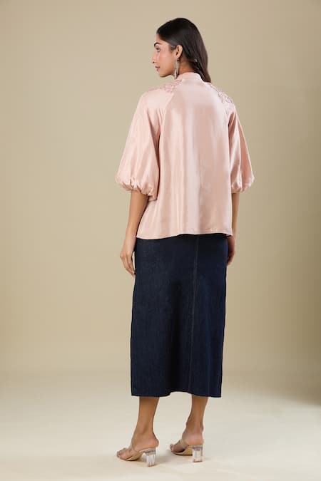 Pankaj & Nidhi Beige Embroidered Top 