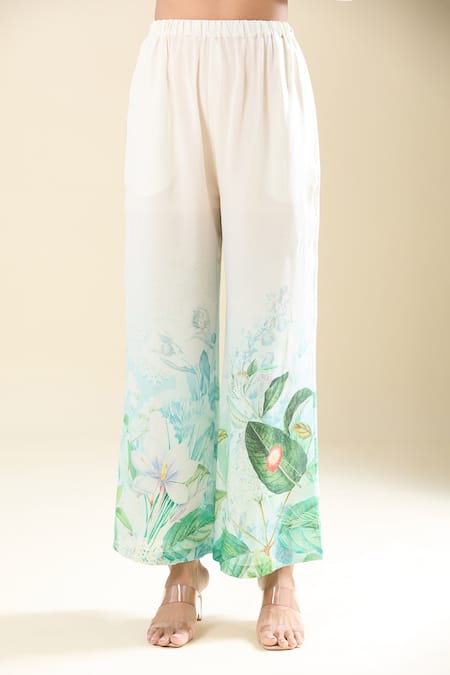 Pankaj & Nidhi_Multi Color Embroidery Collared Printed Shirt And Pant Set _Online_at_Aza_Fashions