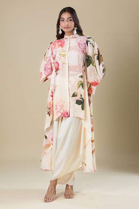 Pankaj & Nidhi Floral Print Asymmetrical Tunic 
