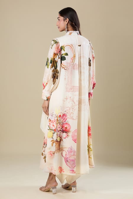 Pankaj & Nidhi Floral Print Asymmetrical Tunic 