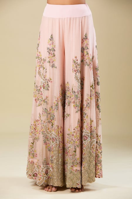 Anamika Khanna_Pink Sequins, Embroidery Round Neck Emb _at_Aza_Fashions