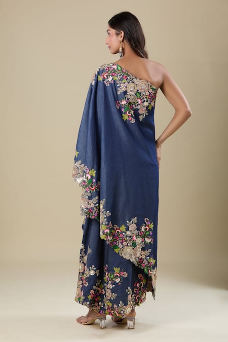 Anamika Khanna Denim Embroidered Skirt Set 