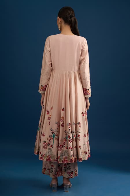 Matsya Embroidered Pink Anarkali Set 