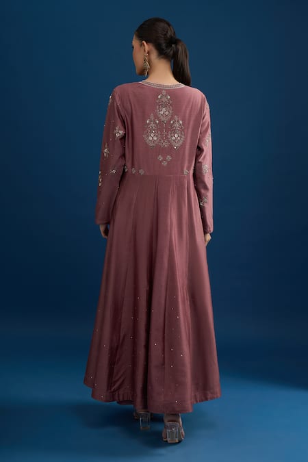 Matsya Embroidered Pink Anarkali Set 