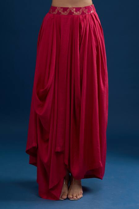 Buy_Matsya_Pink Silk Embroidery Open , Boat Rani Cape Set 