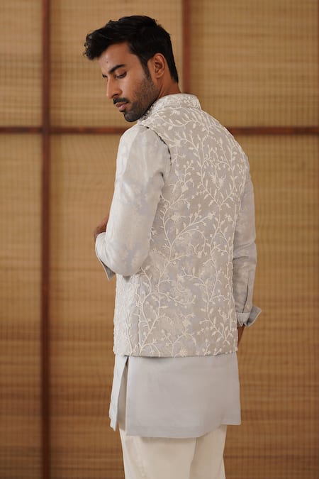 Arjan Dugal Beaded Nehru Jacket & Kurta Set 