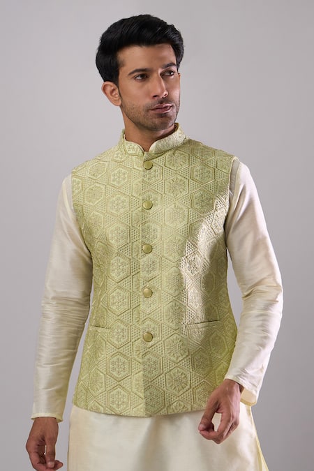 Buy Arihant Rai Sinha Green Embroidery Pista Silk Blend Bundi Online at Aza Fashions Buy_Arihant Rai Sinha_Green Embroidery Pista Silk Blend Bundi _Online_at_Aza_Fashions