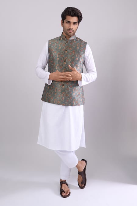 Arihant Rai Sinha Green Digital Print Bundi 