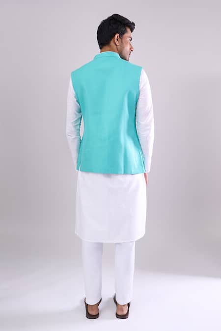 Arihant Rai Sinha Rama Green Poly Jacquard Bundi 