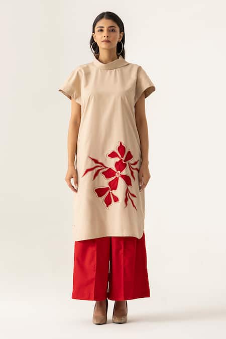 K-Anshika Beige Floral Embroidered Co-Ord Set 