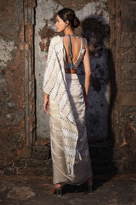 Label Anshu Khathuria Designer Pre-Draped Saree & Blouse Set 