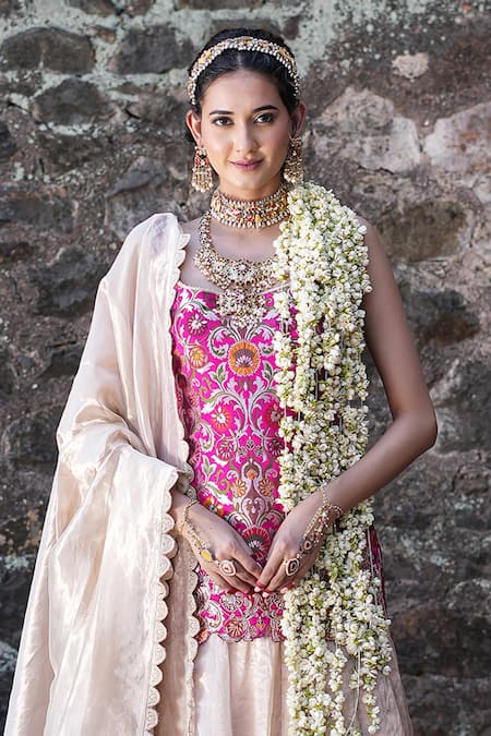 Label Anshu Khathuria Designer Rose-Pink Lehenga Set 