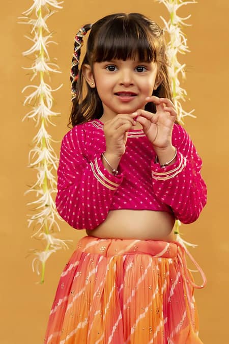 Shop JILMIL DREAMWEAR Pink Georgette Leheriya Print Lehenga Set Online at Aza Fashions Shop_JILMIL DREAMWEAR_Pink Georgette Leheriya Print Lehenga Set _Online_at_Aza_Fashions