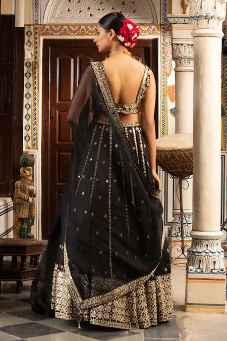 Neha Khullar Black Mirror Zardozi Lehenga Set 