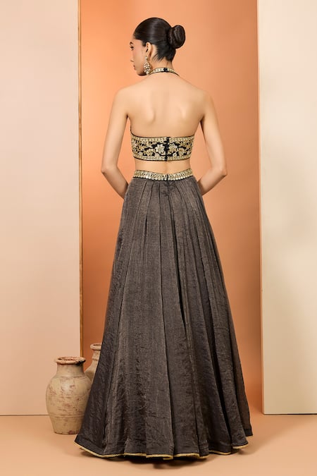 Neha Khullar Black Mirror Zardozi Lehenga Set 