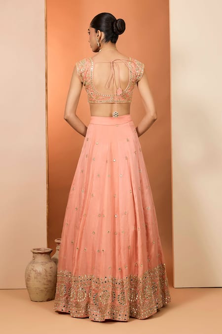 Neha Khullar Designer Orange Mirror Zardozi Lehenga Set 