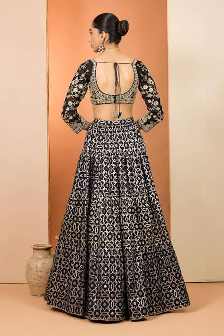 Neha Khullar Black Mirror Zardozi Lehenga Set 