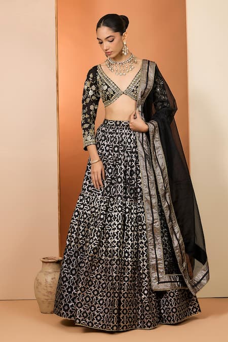 Neha Khullar Black Mirror Zardozi Lehenga Set 