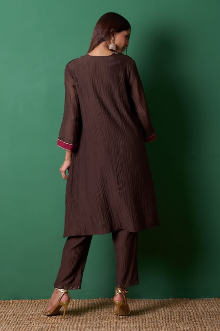 Priti Prashant Glee Brown Kurta Set with Dupatta 
