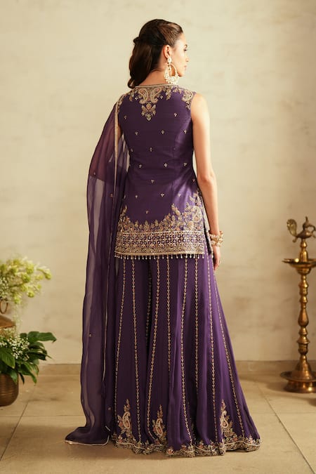 Saisha Purple Embroidered Kurta Set 
