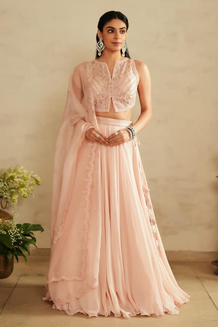 Saisha Baby Pink Organza Lehenga Set 