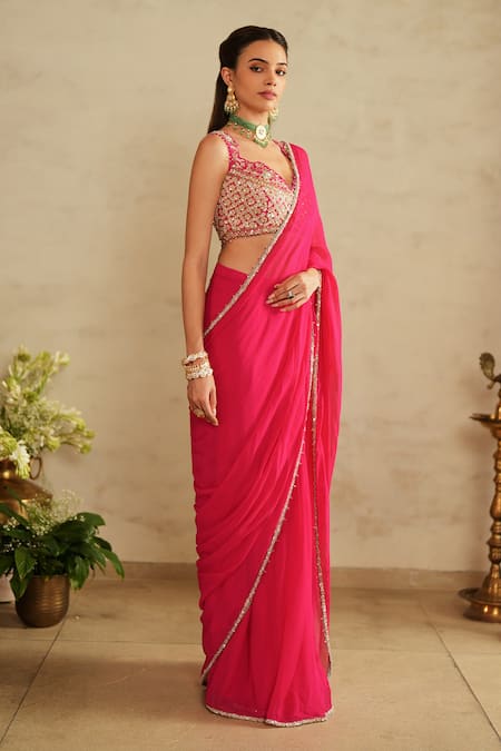 Saisha Hot Pink Pre-Draped Saree Set 